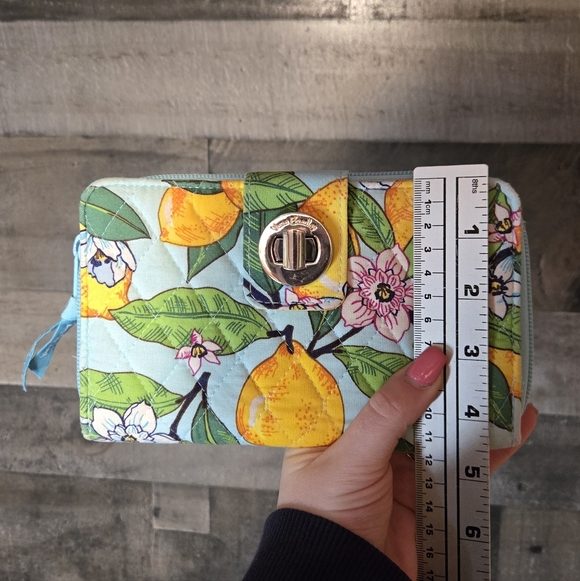 Vera Bradley RFID Turnlock Wallet in the 'Lemon Grove' pattern - Picture 6 of 6
